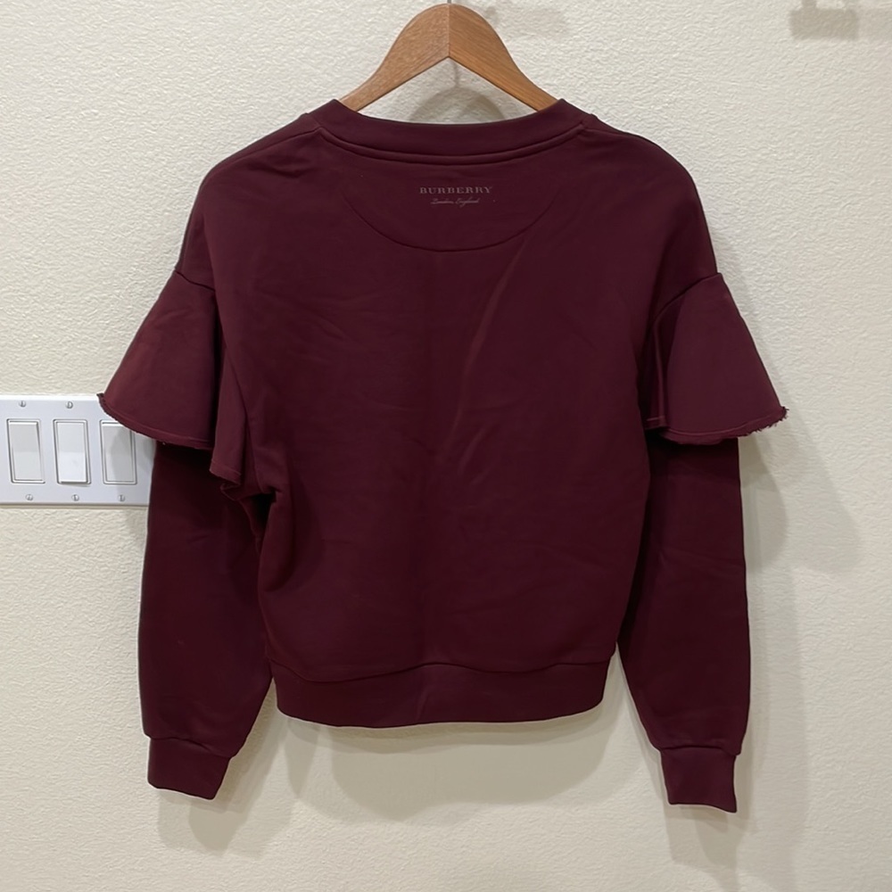 ⭐️Burberry Authentic Burgundy Color Sweatshirt-Boho-Like New!! Size XS—Beautiful - Picture 8 of 11